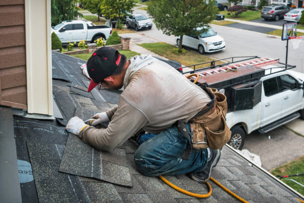 Professional Storm Damage Roof Repair technician working in Onekama, MI